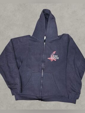 A Fire Inside Hoodie Mens Large Black Y2K Post Hardcore Zip Up 2000s Band Emo